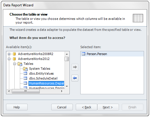 Data Report Wizard.