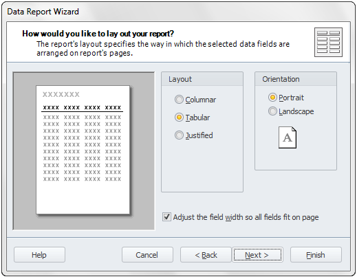 Data Report Wizard.