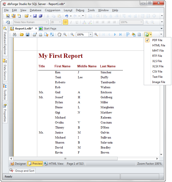 My First Report.