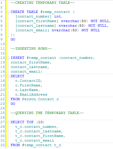SQL Server queries and results.