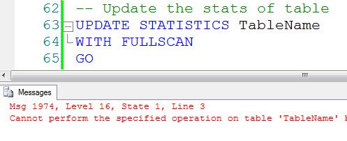 Update statistics error.