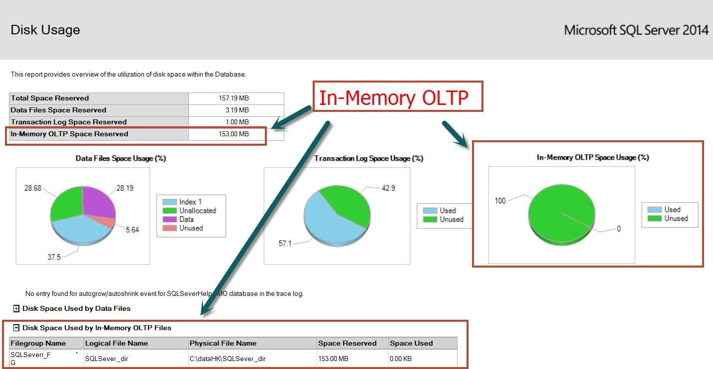 Microsoft SQL Server 2014 Disk Usage Report.