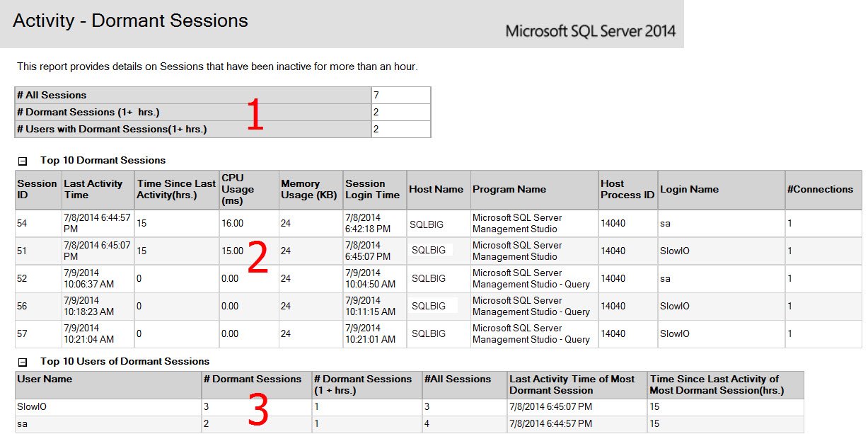 SQL Server 2014 dormant sessions.