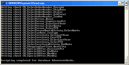 Command prompt with SQL Server Management Studio.