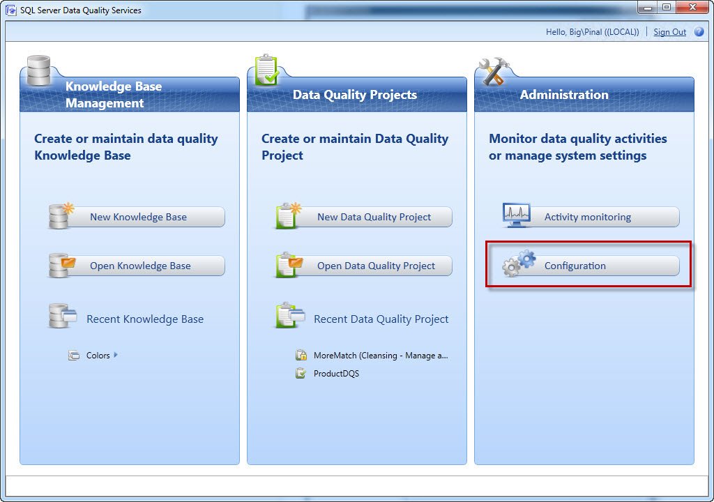 Configuring sql server data quality services.