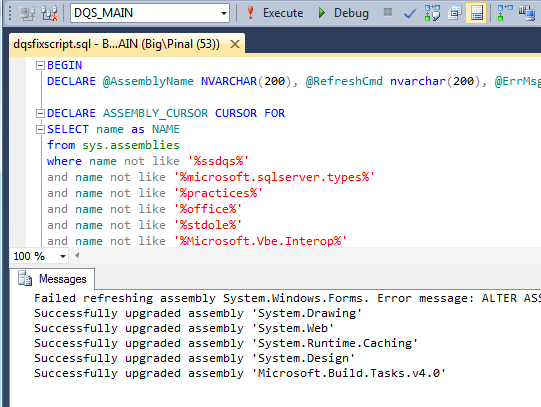 SQL Server Integration Services query execution error.
