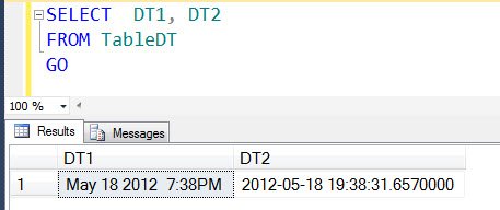 Table Messages in SQL Server Management Studio.