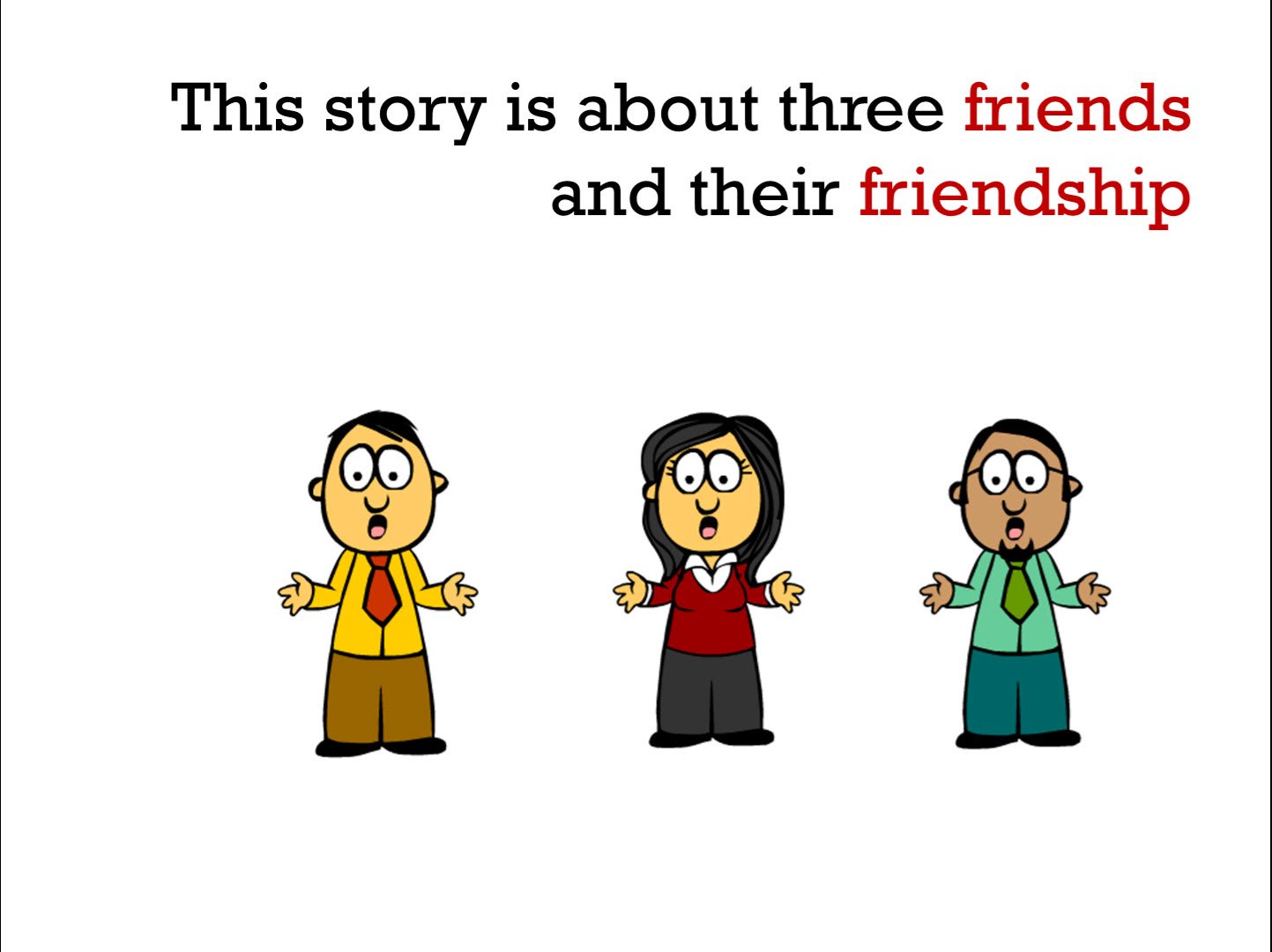 Three cartoon characters.