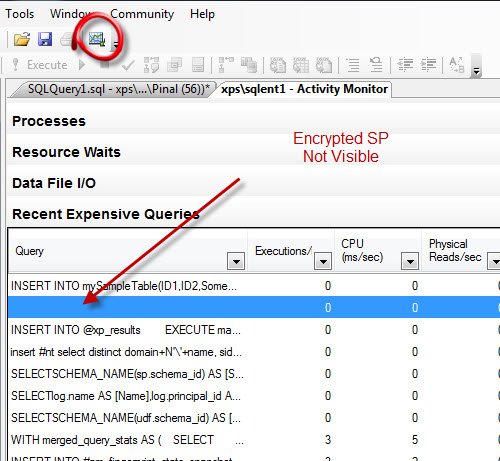 SQL server query in activity monitor.