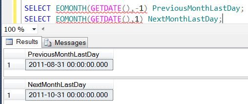 SQL Server results window.