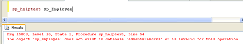 Results dialog for a SQL Server query.