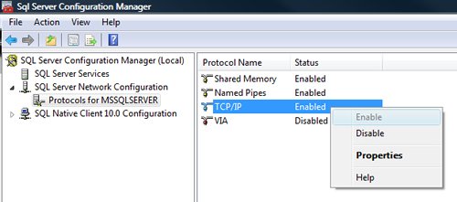 TCP/IP Enabled.