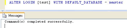 ALTER LOGIN success output.