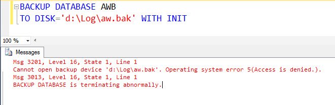 Cannot open backup device.