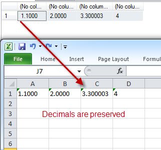 Decimal values in excel are lost.
