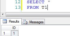 Result window in sql server management studio.