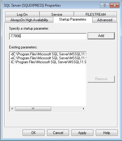 SQL Server SQL Server Express Edition startup parameters.