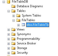 FileTable Table Explorer in SQL Server Management Studio.