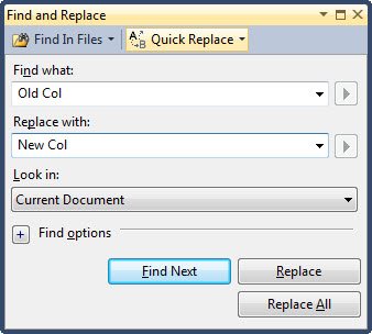 Quick replace tool window.