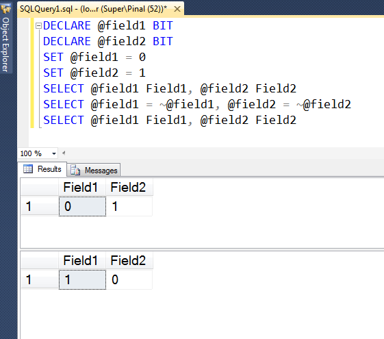 SQL Server Object Explorer window.