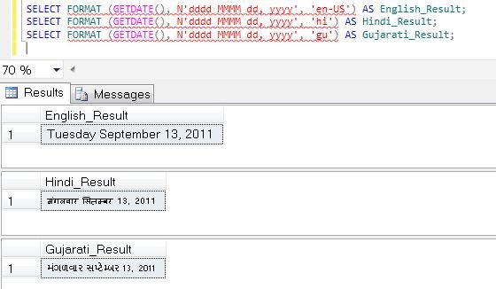 Format result in sql server management studio.