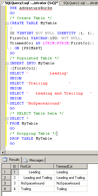 SQL Server 2005 Query Window.