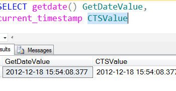 Getdate with currenttimestamp comparison.