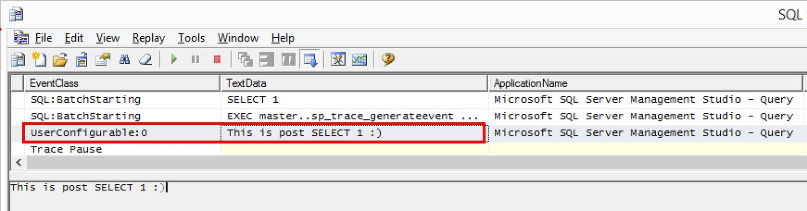 Post SELECT 1 ! window.
