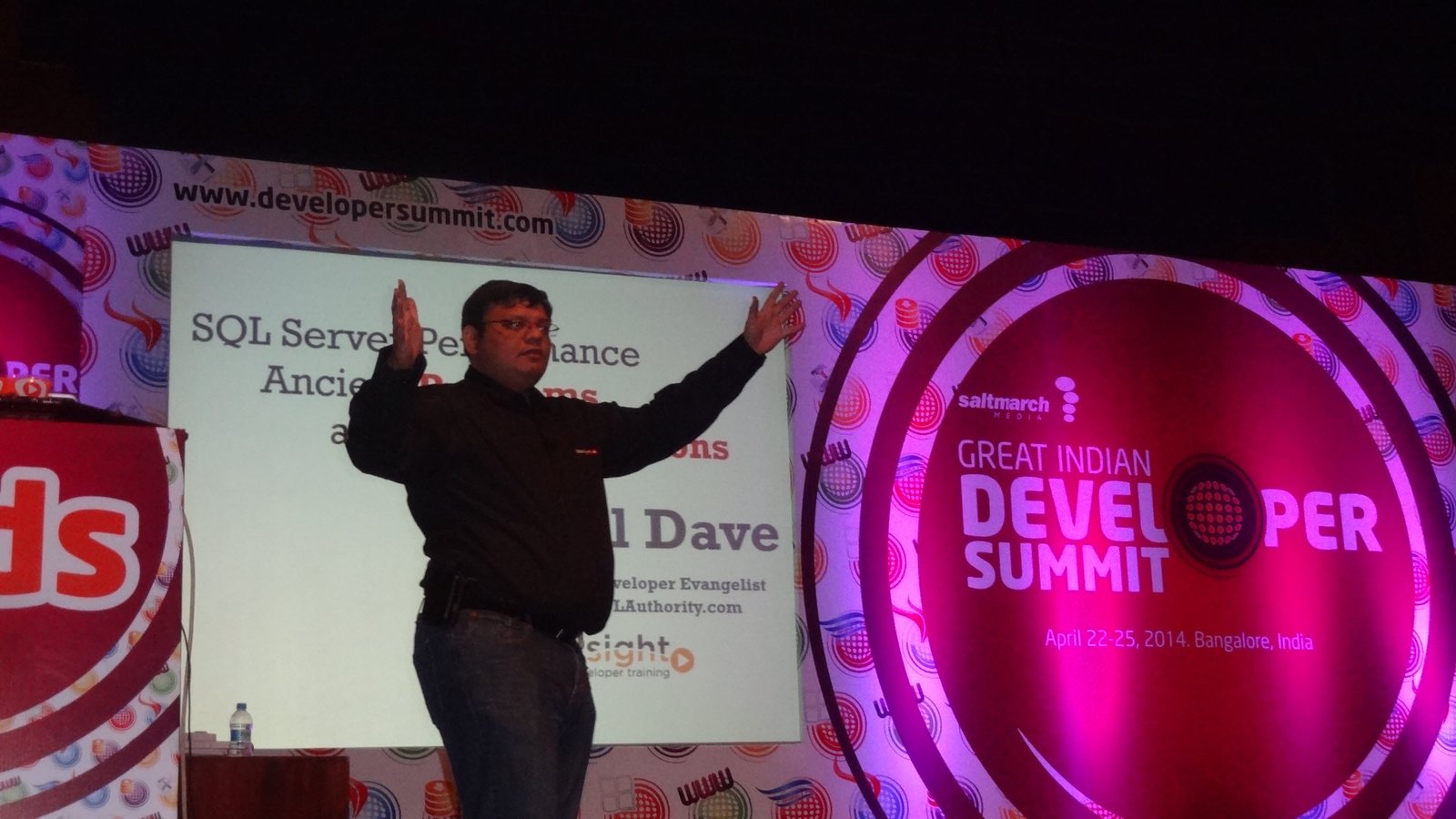 Man presenting at a Great Indian Developers Summit.
