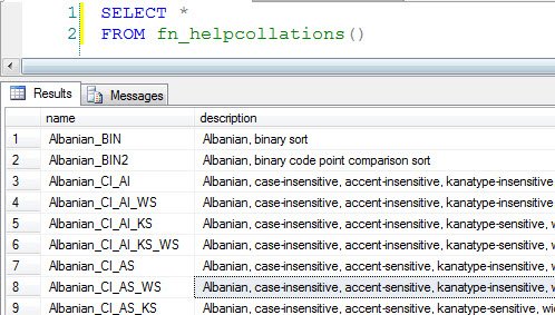 Database case sensitive property detection tool window.