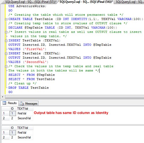 SQL Server query in text editor.