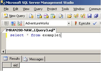 SQL Server Management Studio query window.