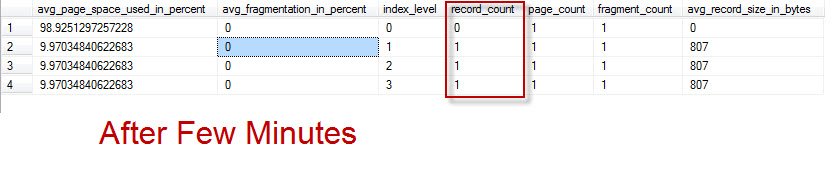 SQL Server index page count.