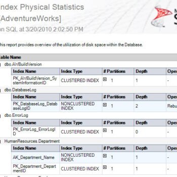 Index Physical Statistics SSMS.