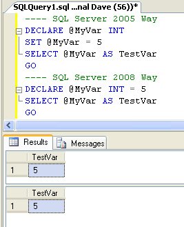 SQL Server 2005 query window.