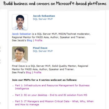 MVPs for a series webcast.