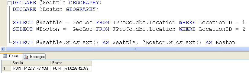 Execution plan of a select query using the geography data type.