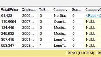 SQL Server results window.