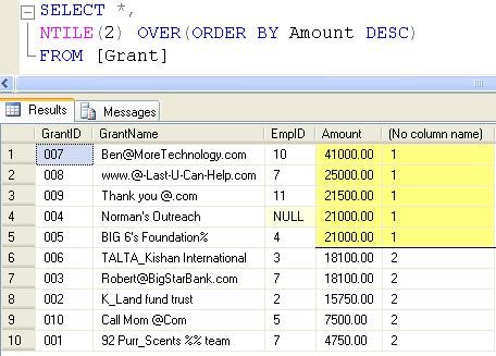 SELECT query with a table.