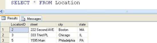 SQL Server Management Studio output window.