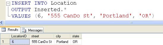 Output Clause Example.