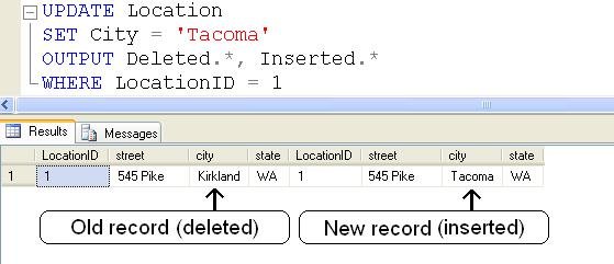Old record (deleted) New record (inserted).