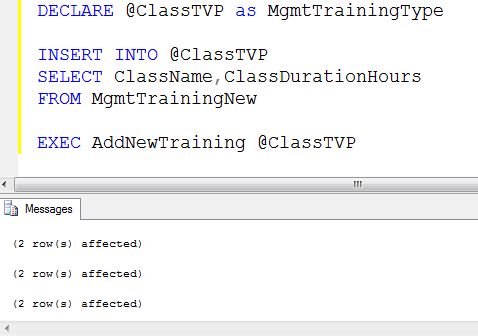 Syntax highlighting of SQL code.