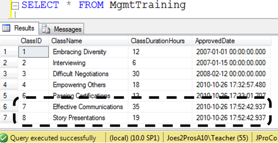 SELECT * FROM MgmtMgmtTraining.