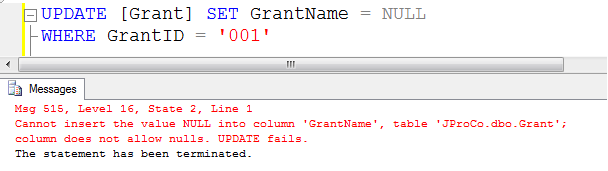 SQL Server error dialog.