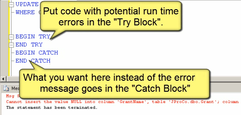SQL Joes Development Series on Error Handling.