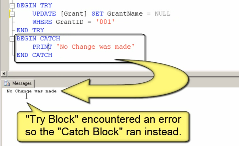 SQL error message dialog.