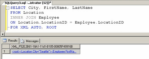 SQL Server Query Result Window.