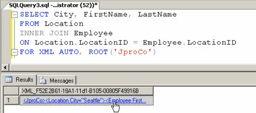 SQL Server query window.