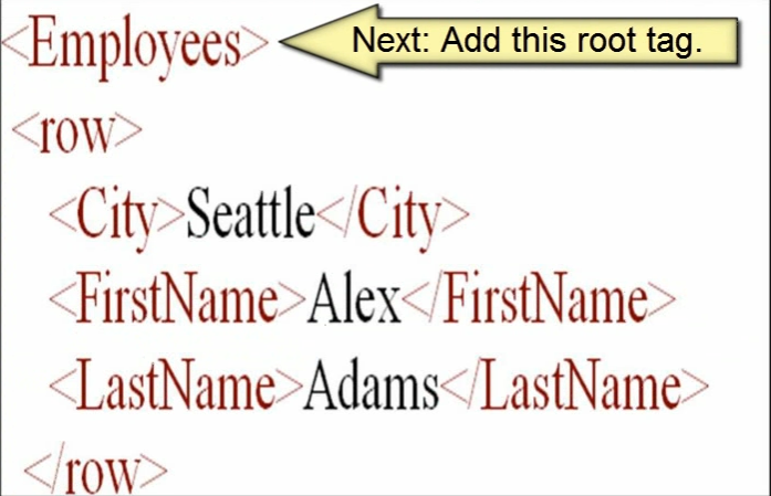 Next: Add root tag.
